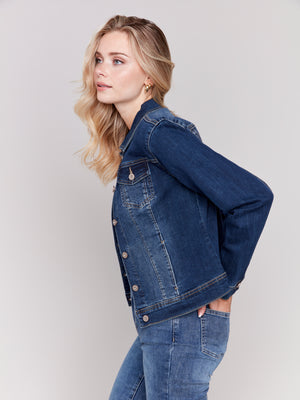 Charlie B Fall 2024-C6302S-007-Stretch Denim Jacket-Indigo