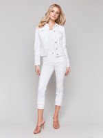 Charlie B Spring/Summer 2025-C6302T-002-Stretch Denim Jacket-White