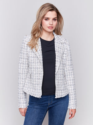 Charlie B Fall 2024-C6315-P011-Tweed Perfecto Jacket-White