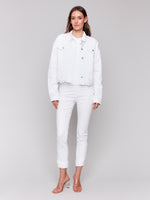 Charlie B Spring/Summer 2025-C6362-002-Eyelet Scallop Jacket-White