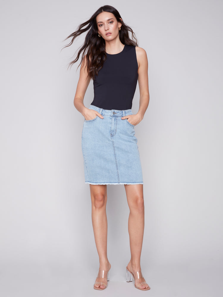 Charlie B Spring/Summer 2024-C7042Y-431A-Denim Skort-Bleach Blue - The Coach Pyramids