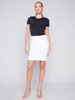 Charlie B Spring/Summer 2024-C7042Y-431A-Denim Skort-White - The Coach Pyramids