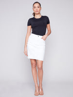 Charlie B Spring/Summer 2024-C7042Y-431A-Denim Skort-White - The Coach Pyramids