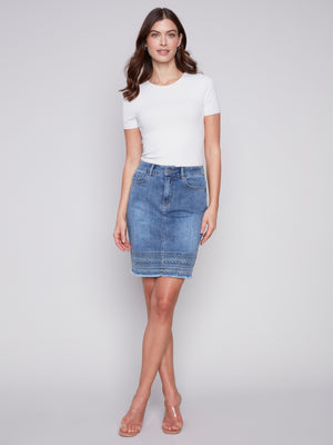 Charlie B Spring/Summer 2024-C7065R-431A-Denim Skort-Medium Blue - The Coach Pyramids