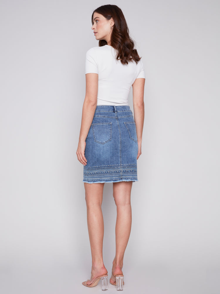 Charlie B Spring/Summer 2024-C7065R-431A-Denim Skort-Medium Blue - The Coach Pyramids