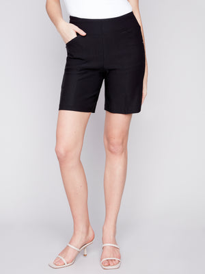 Charlie B Spring/Summer 2024-C8055-560A-Shorts W/Pockets-Black - The Coach Pyramids