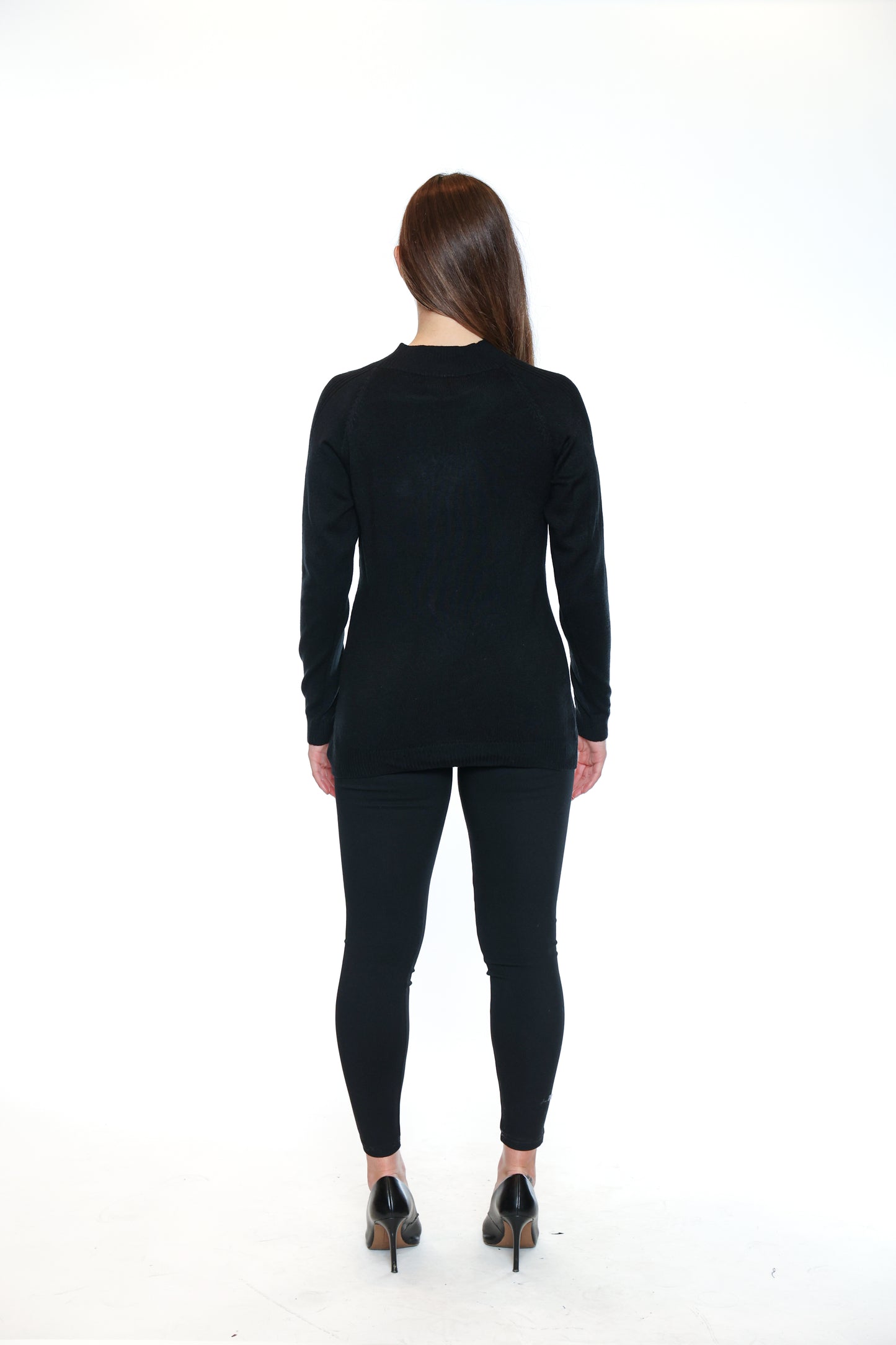 Papa Fashions Fall/Winter 2025-CR3229/25-Solid High Neck Sweater W/Full Sleeves-Black - The Coach Pyramids
