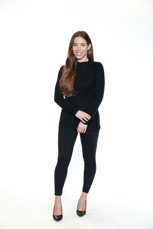 Papa Fashions Fall/Winter 2025-CR3229/25-Solid High Neck Sweater W/Full Sleeves-Black - The Coach Pyramids