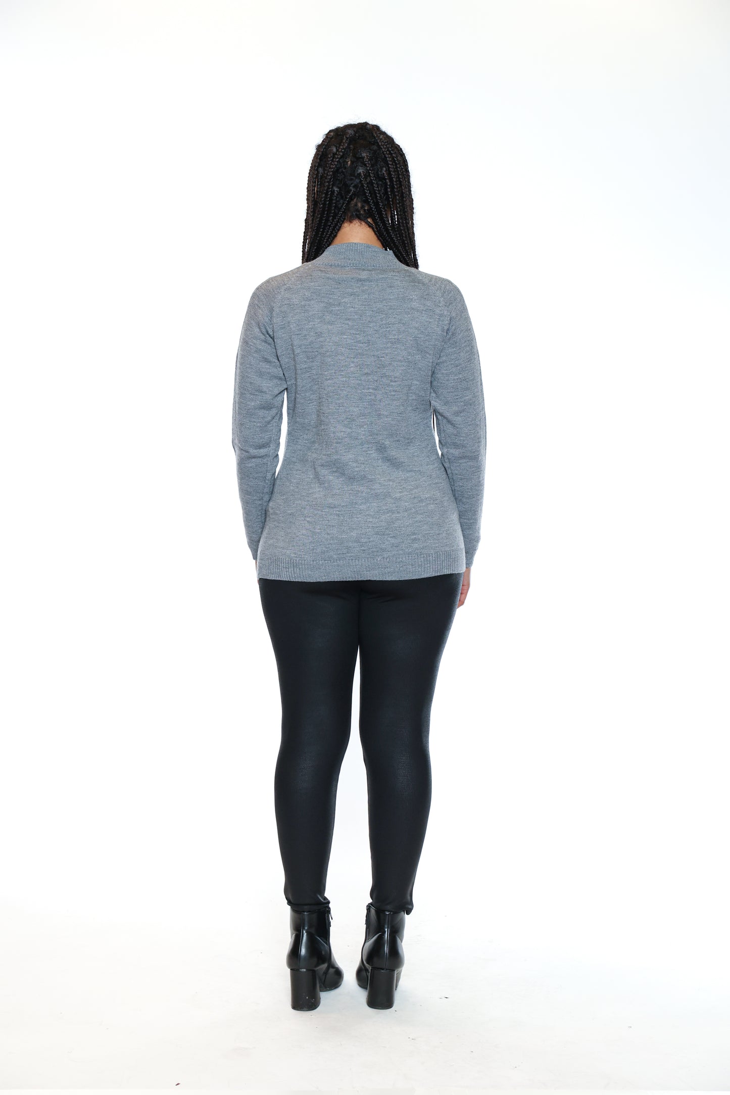 Papa Fashions Fall/Winter 2025-CR3229/25-Solid High Neck Sweater W/Full Sleeves-Grey - The Coach Pyramids