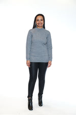 Papa Fashions Fall/Winter 2025-CR3229/25-Solid High Neck Sweater W/Full Sleeves-Grey - The Coach Pyramids