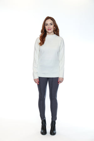 Papa Fashions Fall/Winter 2025-CR3229/25-Solid High Neck Sweater W/Full Sleeves-White - The Coach Pyramids