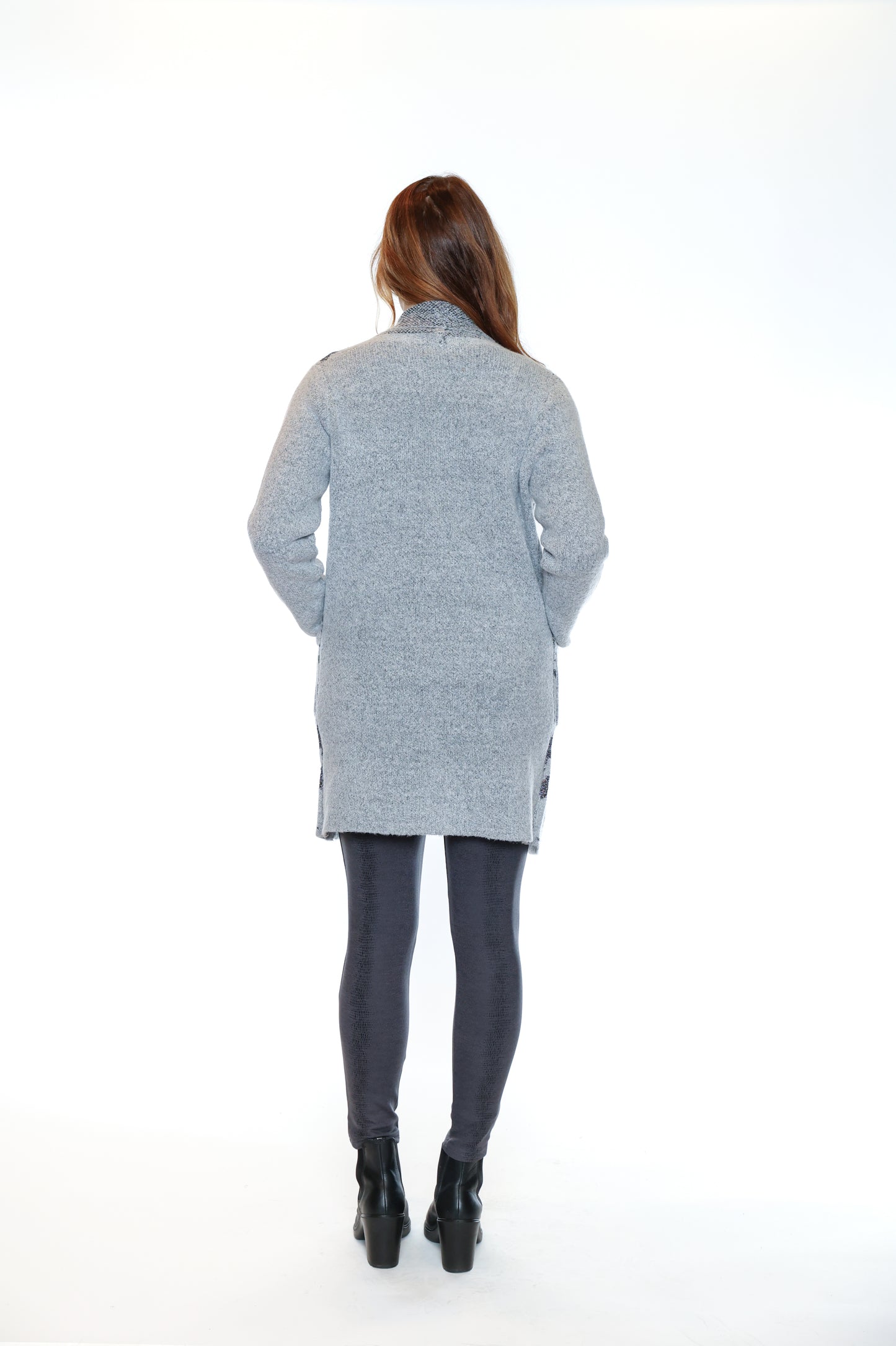 Papa Fashions Fall/Winter 2025-CR5089-Lurex Cardigan Pockets-Grey - The Coach Pyramids