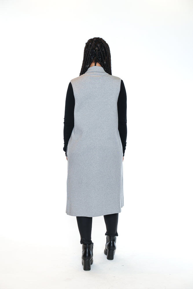 Papa Fashions Fall/Winter 2025-CR5809-Long Sweater Vest W/Pockets-Grey - The Coach Pyramids