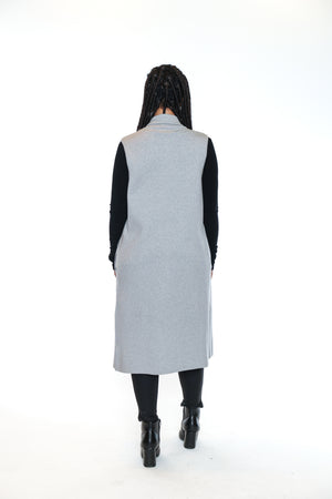 Papa Fashions Fall/Winter 2025-CR5809-Long Sweater Vest W/Pockets-Grey - The Coach Pyramids