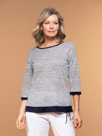 Lasania Sportswear Petite Fashions-Stripe Top-1210P-A/S - The Coach Pyramids