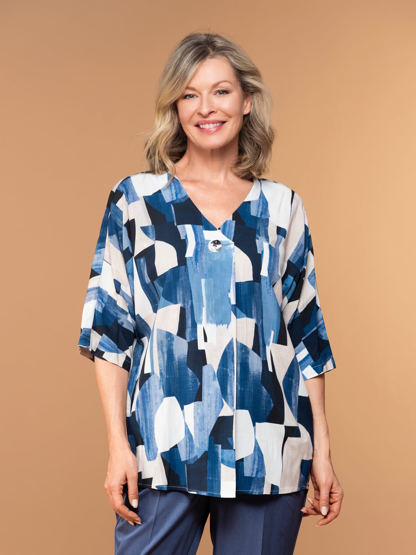 Lasania Sportswear Petite Fashions- Print Top-1235P-A/S - The Coach Pyramids