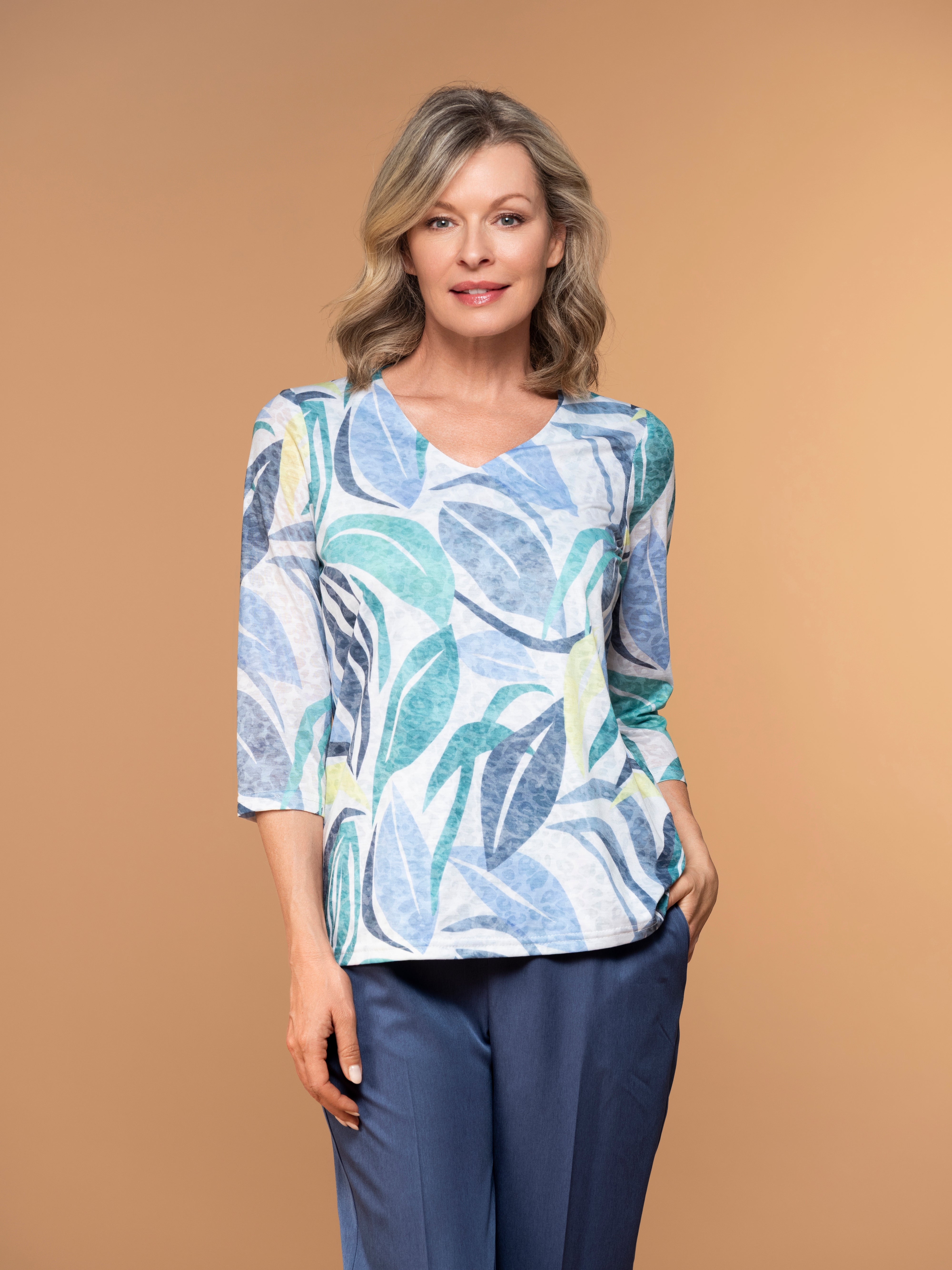 Lasania Sportswear Petite Fashions-Print Top-1261P-A/S – The Coach Pyramids