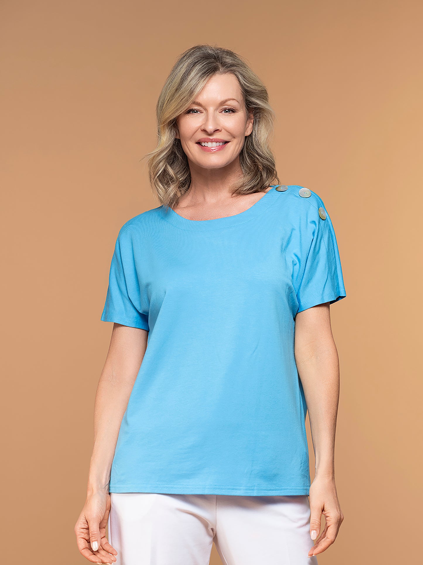 Lasania Sportswear Petite Fashions- Top-1262P-Blue - The Coach Pyramids