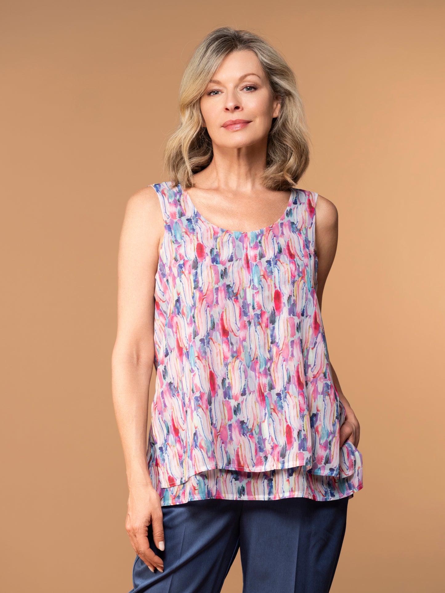 Lasania Sportswear Petite Fashions-Print Cami-1274P-A/S - The Coach Pyramids