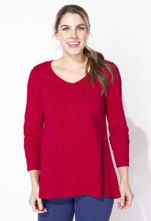 Habitat Escape Fall 2024-E10018F4-V Neck Tunic-Cherry