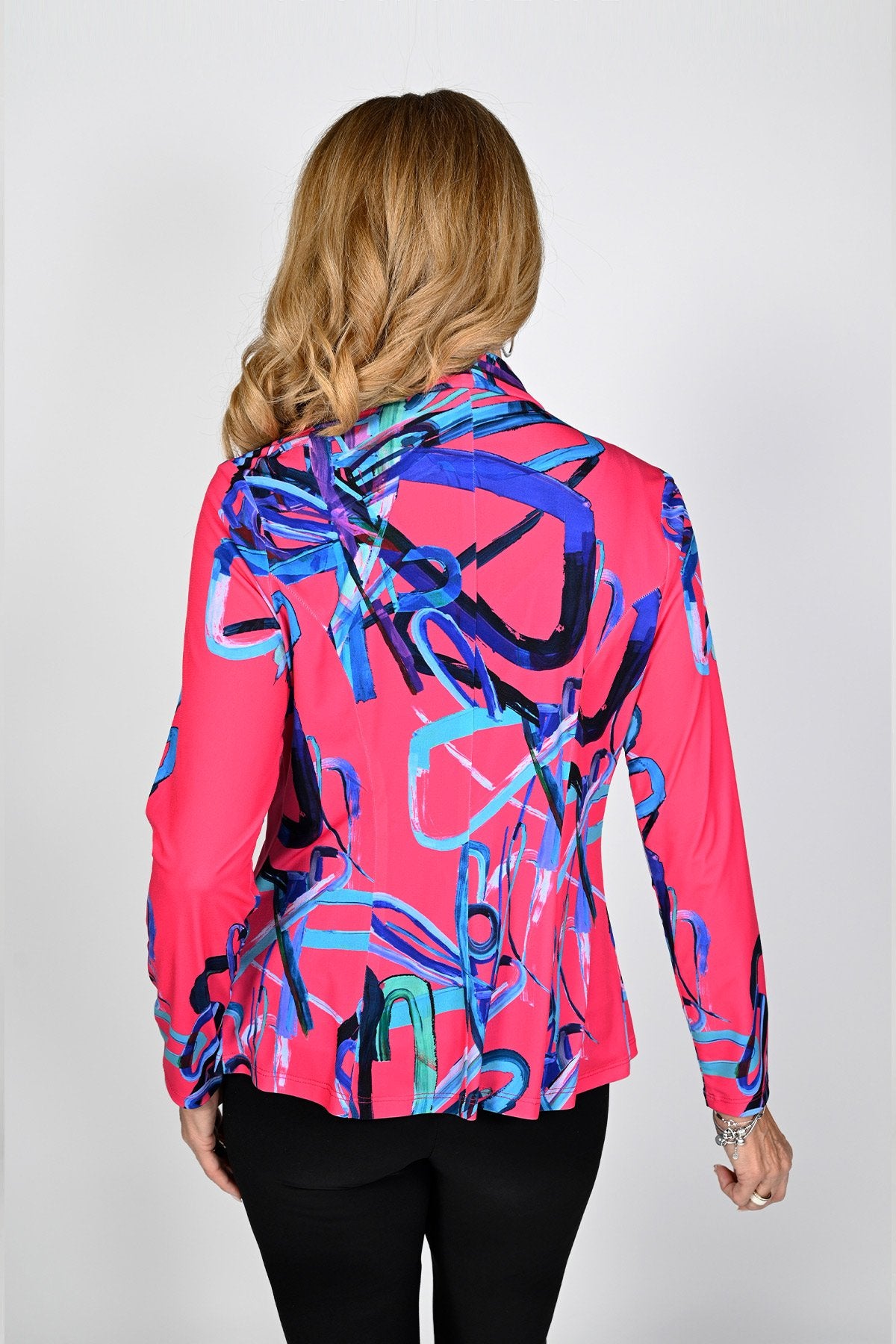 Frank Lyman-236390-Knit Jacket-Fuchsia/Royal - The Coach Pyramids