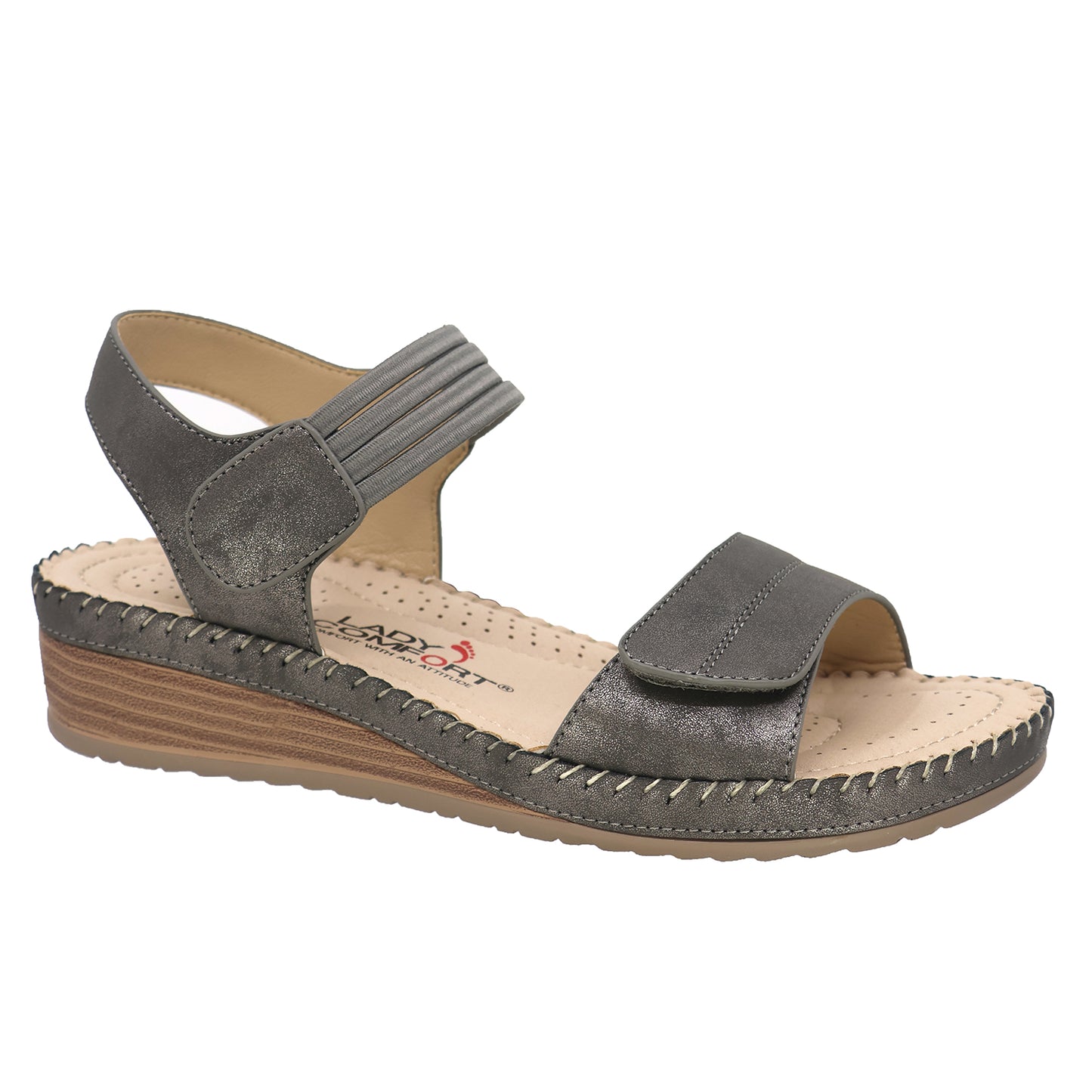 Shoe Max Spring/Summer-2025-S25-Grace Lady Comfort-03 Leather Shoes-Pewter - The Coach Pyramids