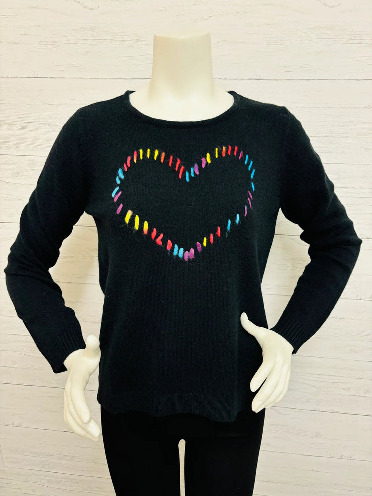 Parkhurst- Fall/Winter 2024-15705-2TB-Maryam Heart Sweater-Black Bright Multi Combo