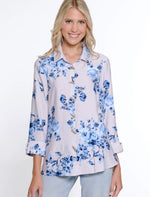 Multiples-Spring/Summer 2025-M15307BM-Turn Up Cuff 3/4 Sleeve Print Shirt-Multi