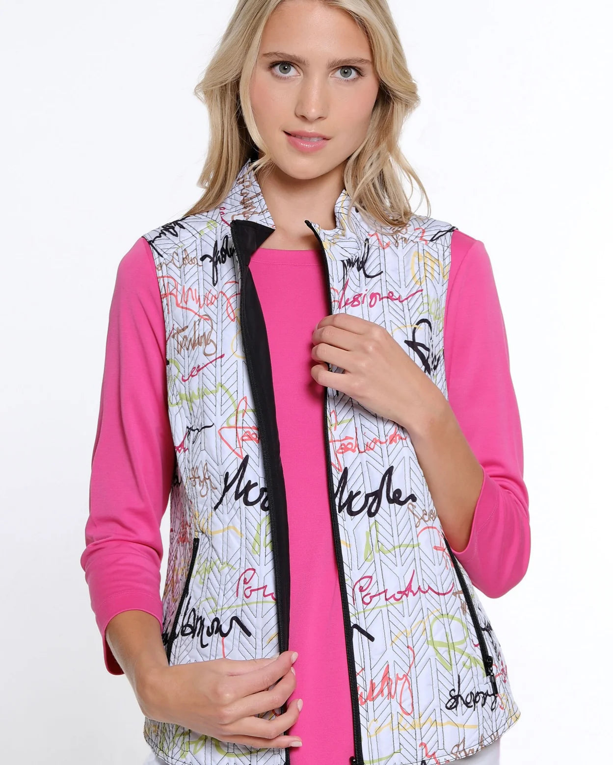 Multiples-Spring/Summer 2025-M15411VM-Zip Thru Reversible Print Vest-Multi - The Coach Pyramids
