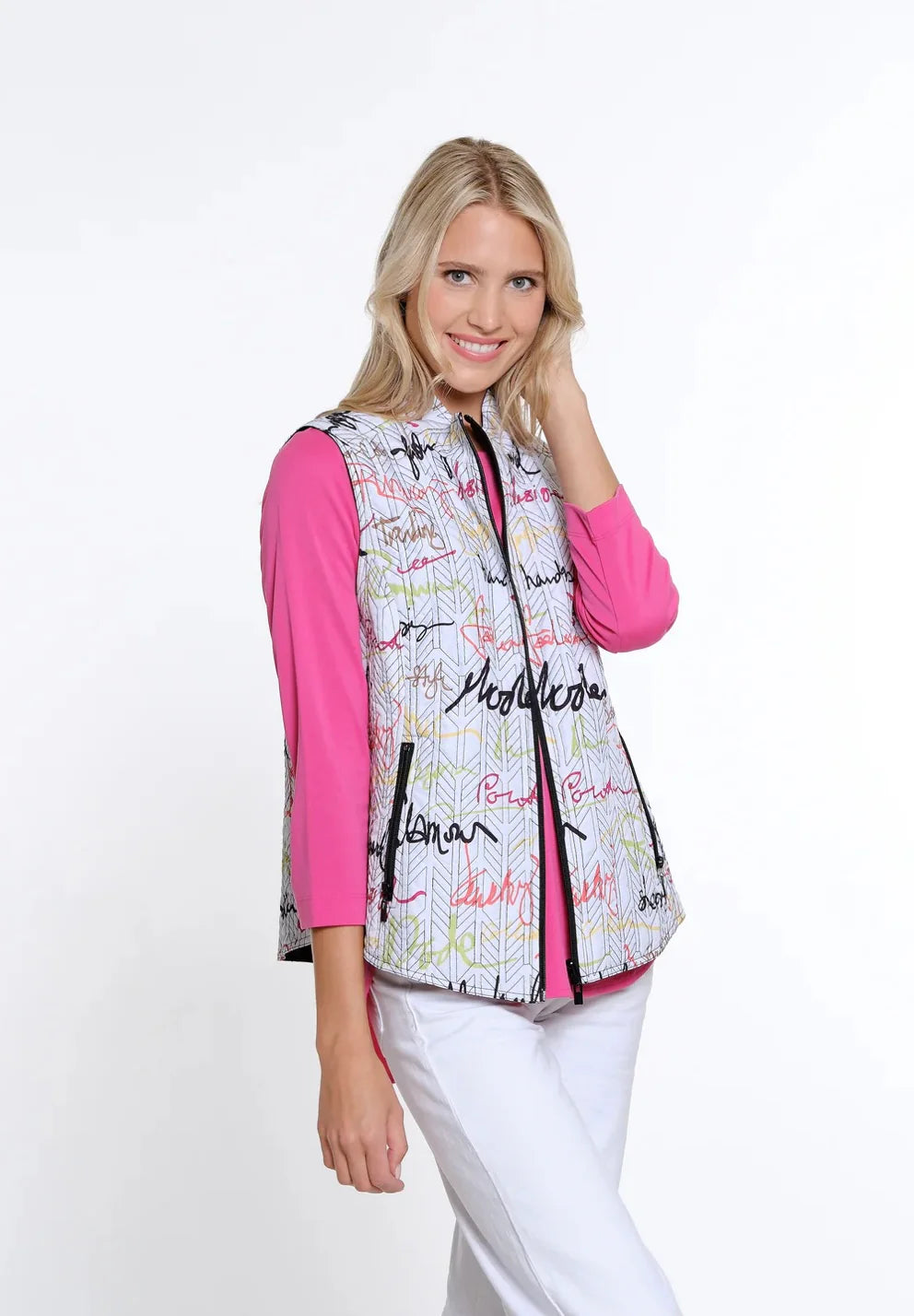 Multiples-Spring/Summer 2025-M15411VM-Zip Thru Reversible Print Vest-Multi - The Coach Pyramids