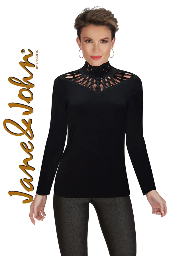 Mode Tricotto-Fall 2023 -J460-Top-Black - The Coach Pyramids