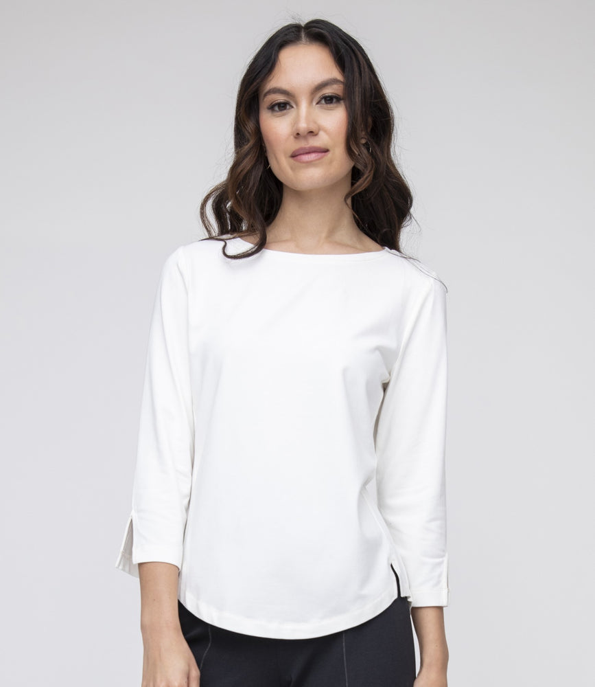 Habitat Fall 2024-L320809- Slit Detail Tee-Winter White