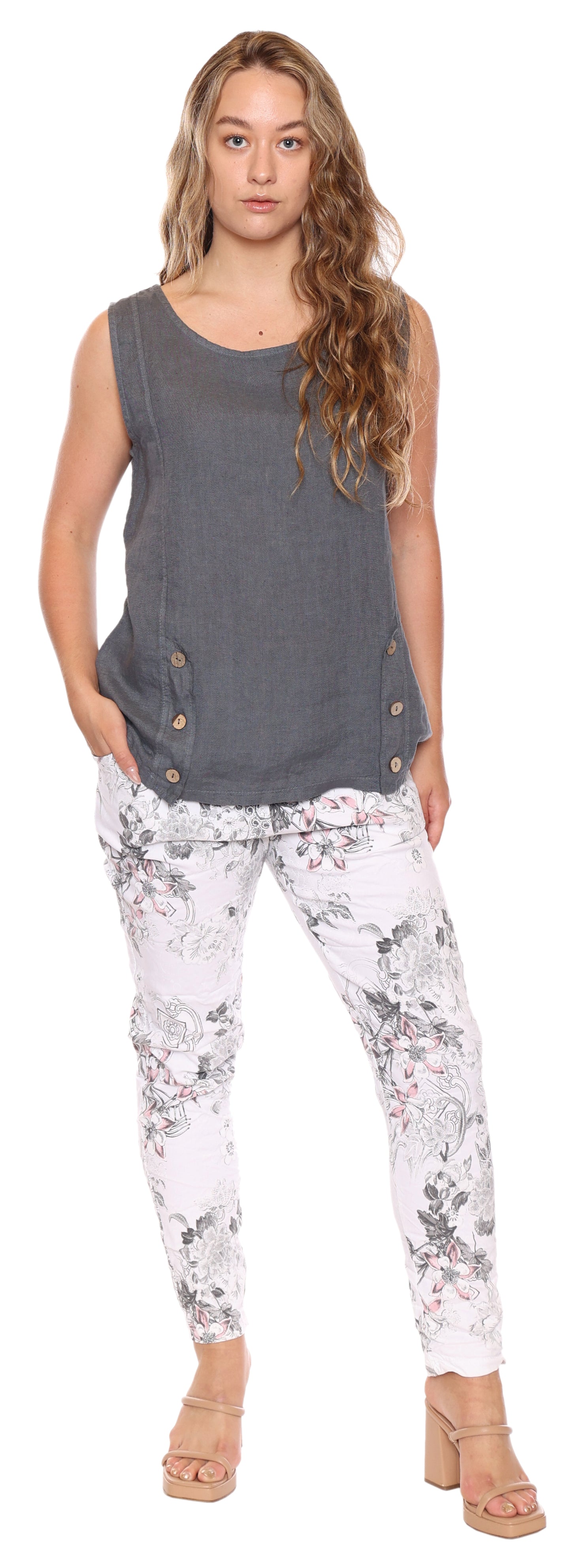 Papa Fashions Spring 2025-L4520-25-Top-Grey - The Coach Pyramids