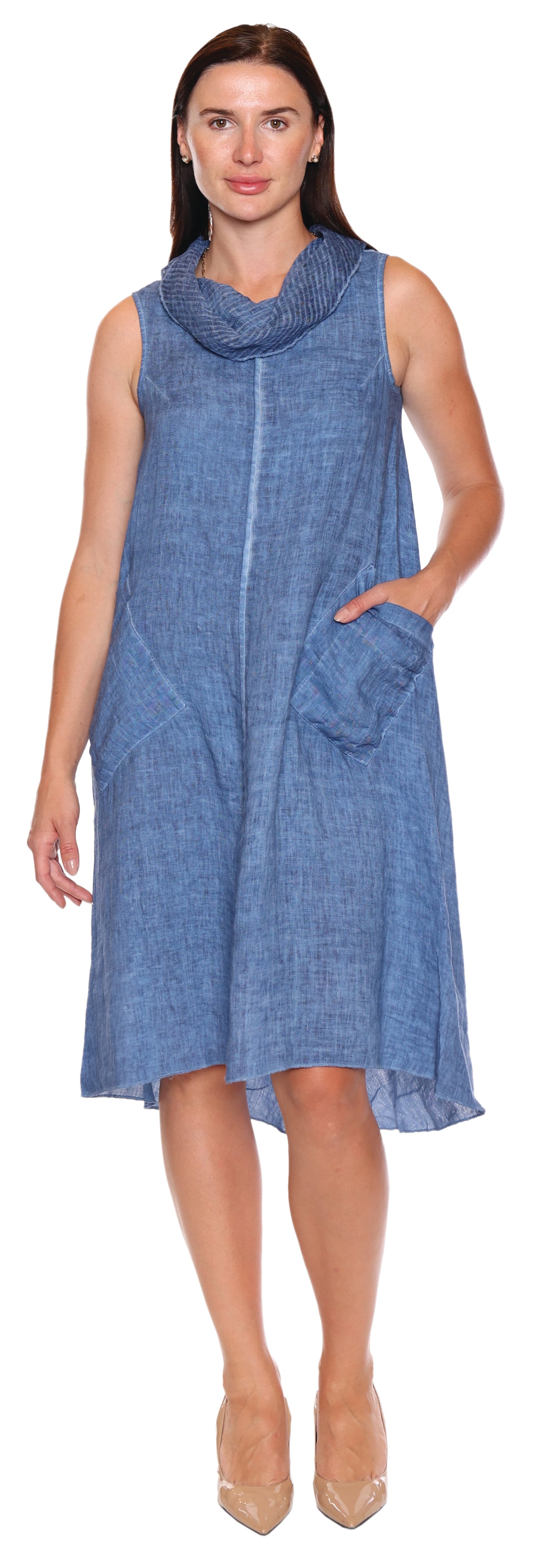 Papa Fashions Spring 2025-L4990-Dress-Denim - The Coach Pyramids