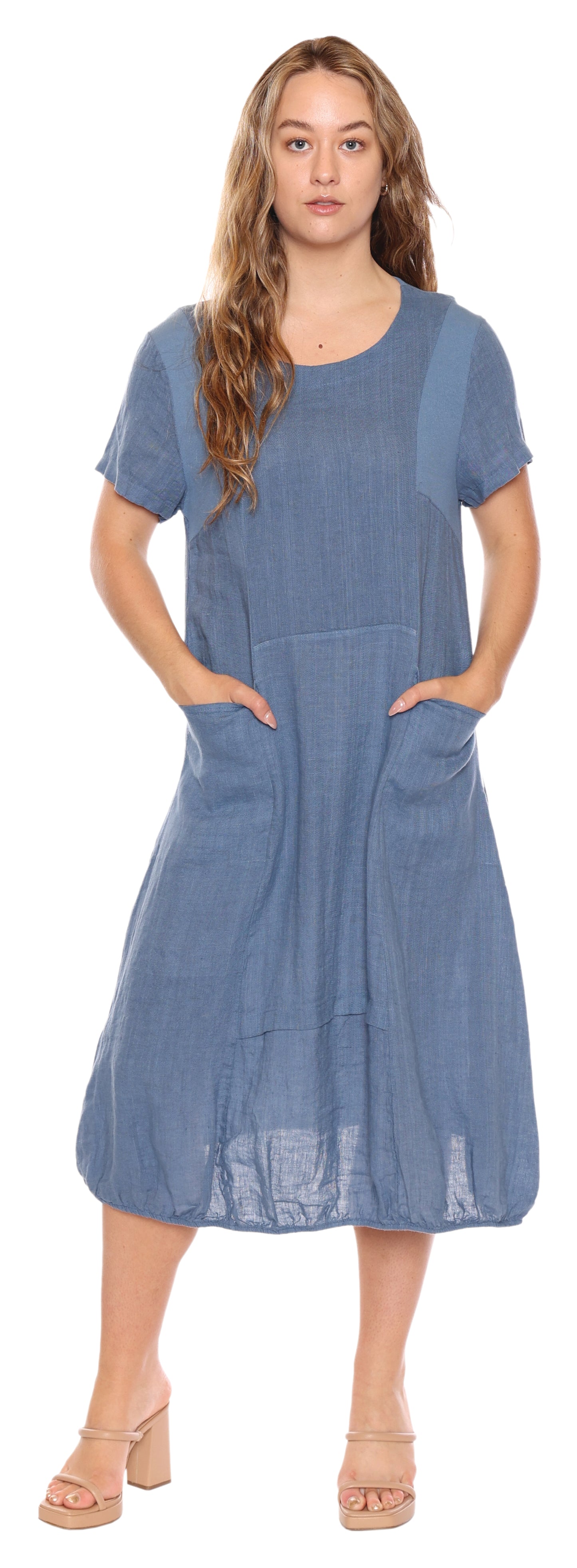 Papa Fashions Spring 2025-L4996-Dress-Blue Jeans - The Coach Pyramids