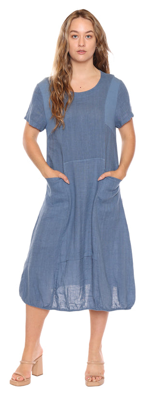 Papa Fashions Spring 2025-L4996-Dress-Blue Jeans