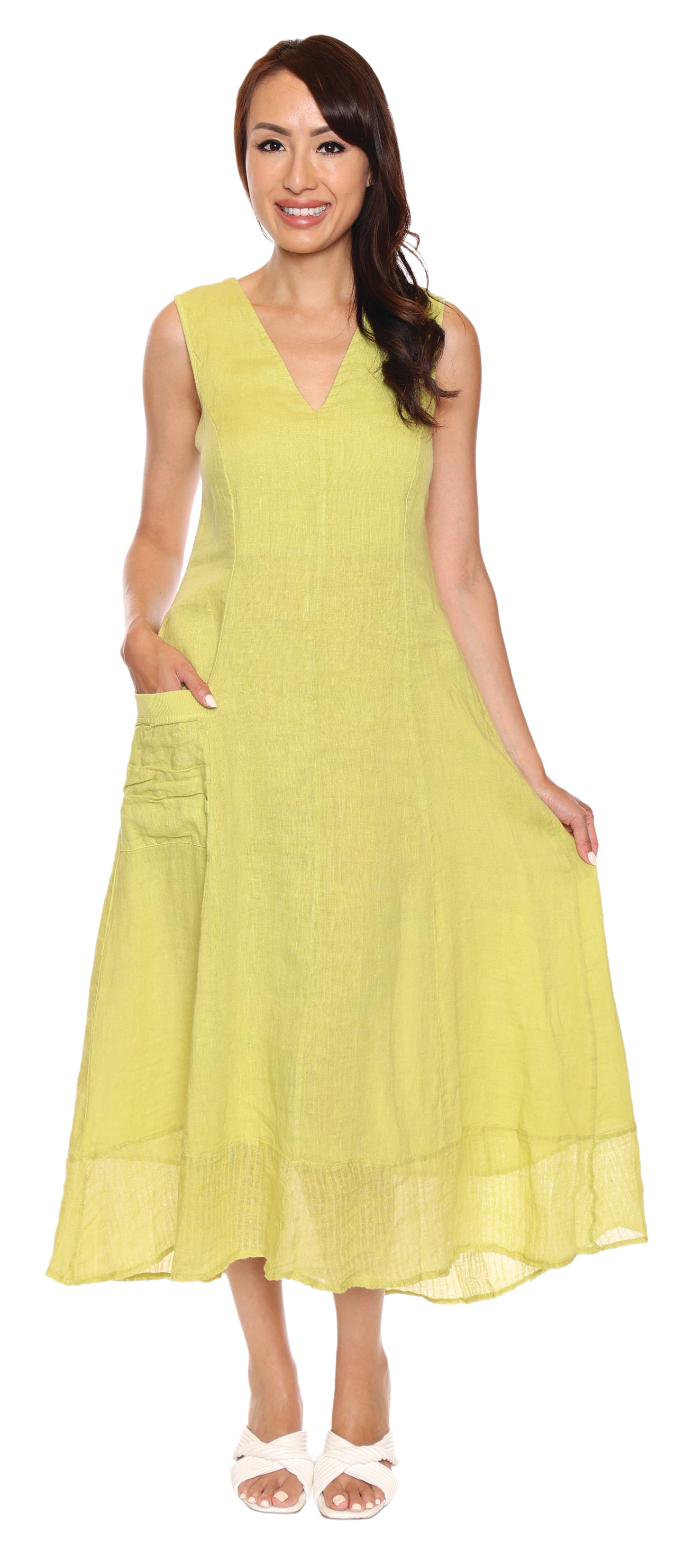 Papa Fashions Spring 2025-L4997-Dress-Lime Green - The Coach Pyramids