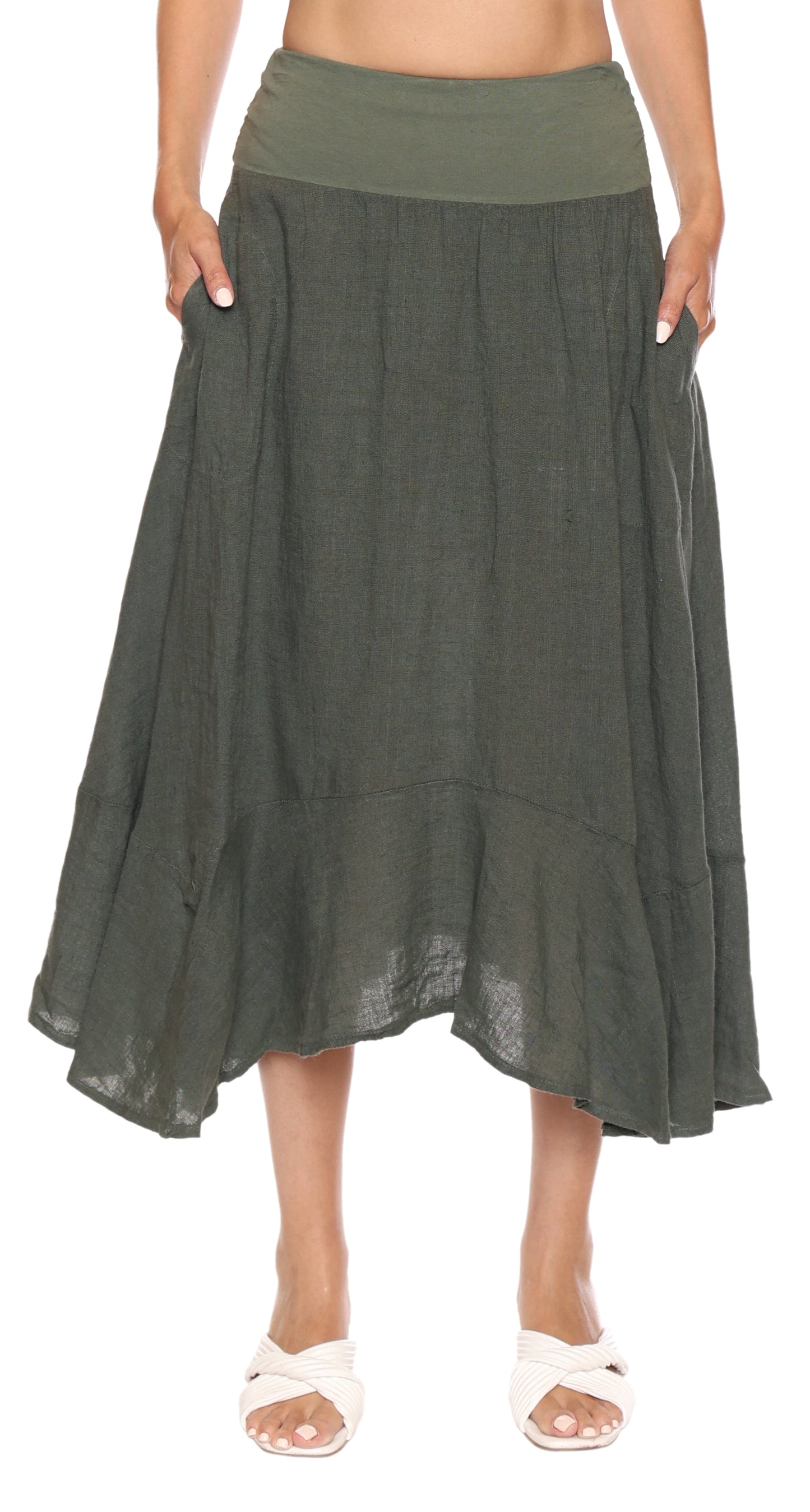 Papa Fashions Spring 2025-L5008-Skirt-Olive - The Coach Pyramids