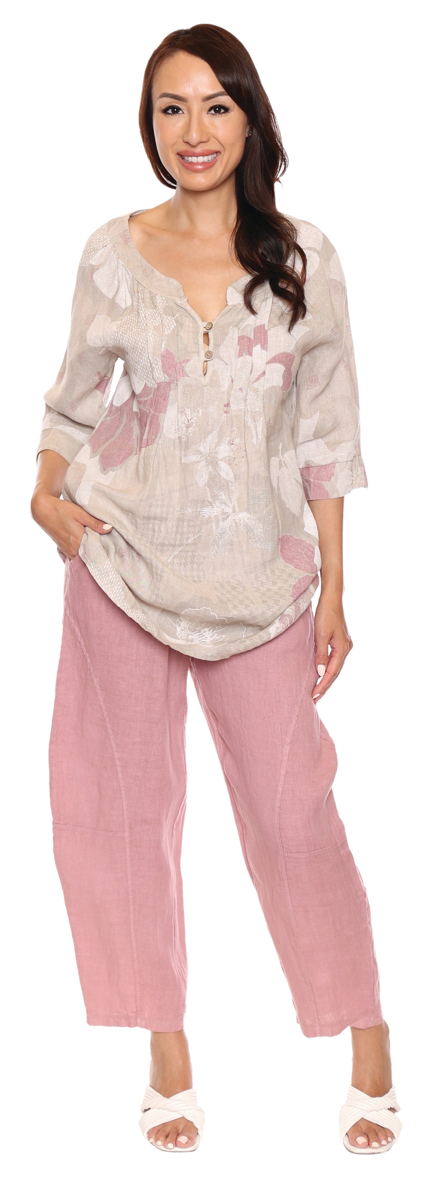 Papa Fashions Spring 2025-L5055-Top-Sand/Rose - The Coach Pyramids
