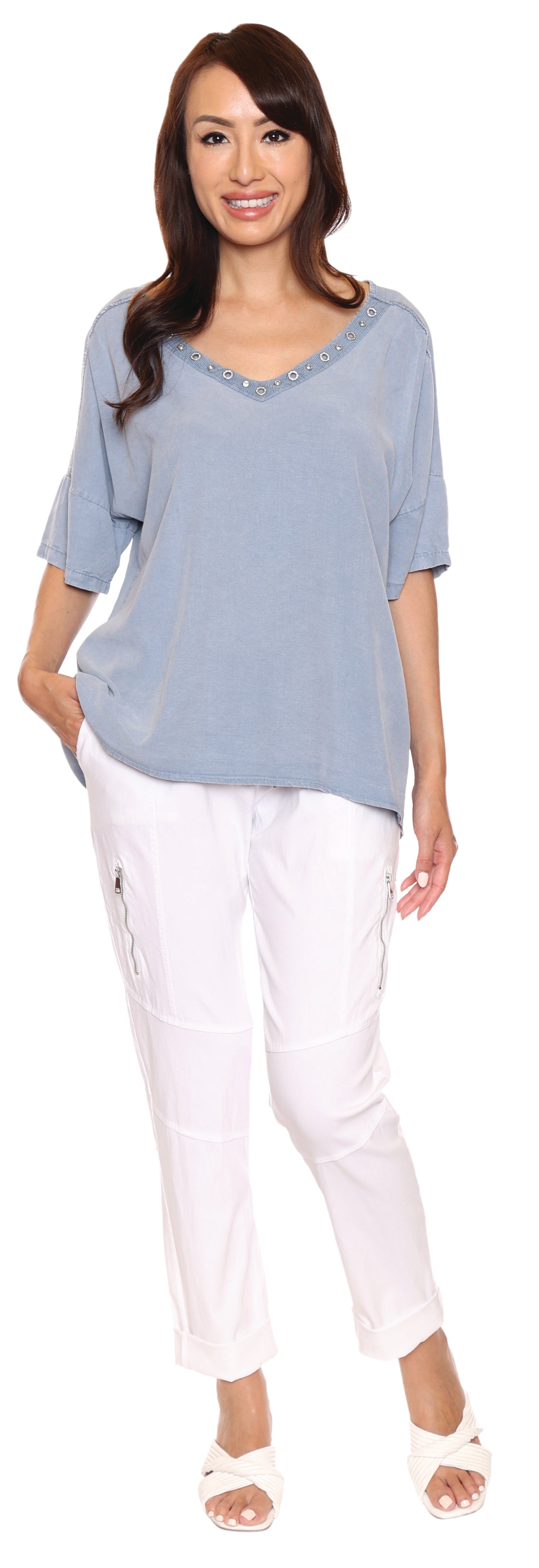 Papa Fashions Spring 2025-L5339-Top-Denim - The Coach Pyramids