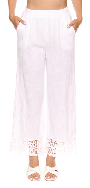 Papa Fashions Spring 2025-L5369-Pants-White