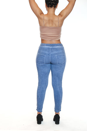 Sorella By Papa Fashions Fall/Winter 2025-L5545-Stretch Cotton Stonewash Pants W/Side Detail-Denim - The Coach Pyramids
