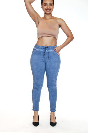 Sorella By Papa Fashions Fall/Winter 2025-L5545-Stretch Cotton Stonewash Pants W/Side Detail-Denim - The Coach Pyramids
