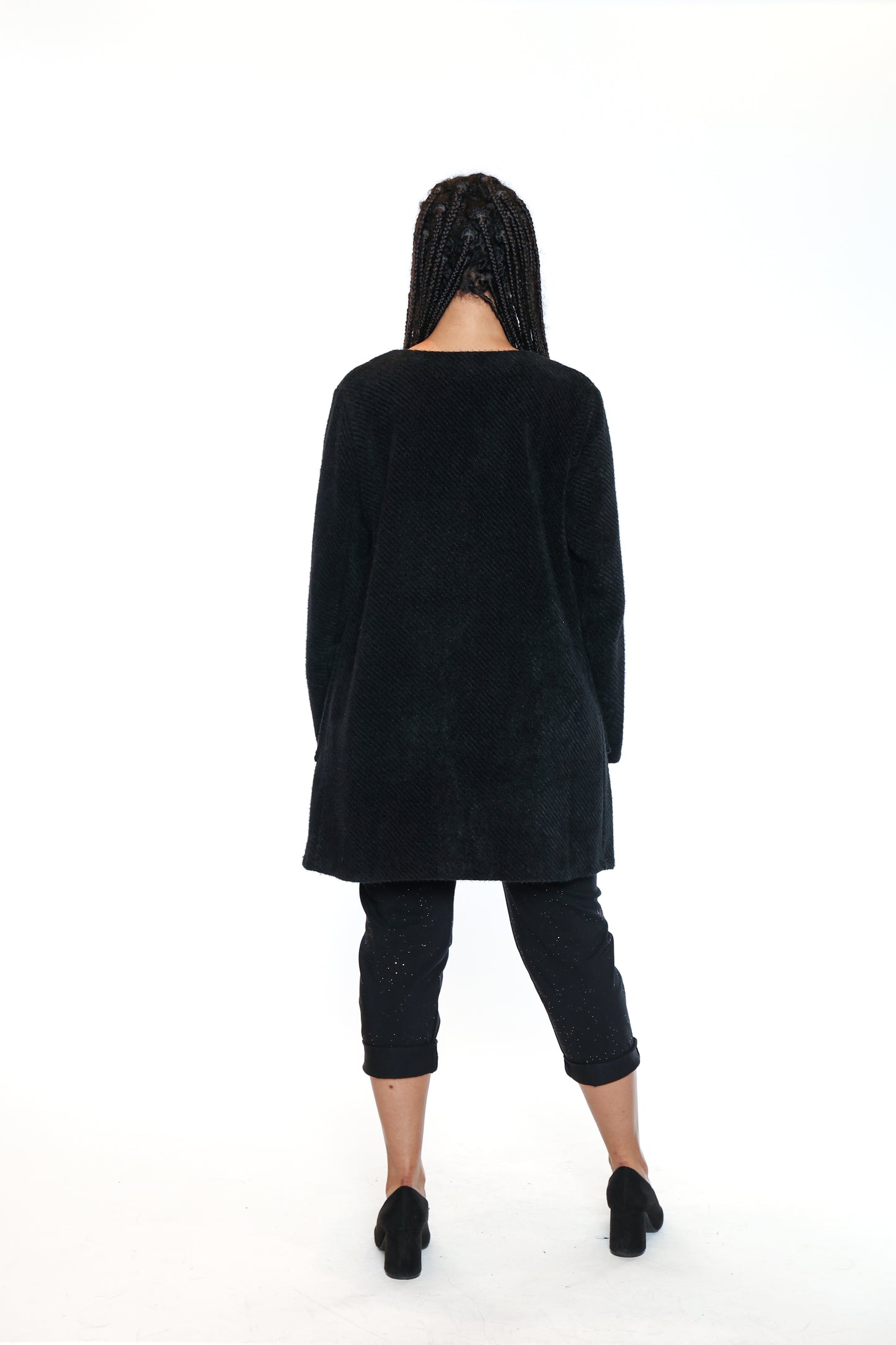 Sorella By Papa Fashions Fall/Winter 2025-L5561-Eye Leash Sweater Cardigan-Black - The Coach Pyramids