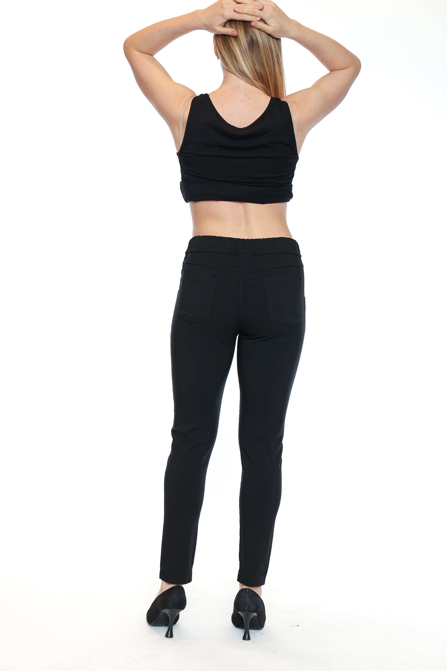Sorella By Papa Fashions Fall/Winter 2025-L5566-Black Pants W/Flower Detail-Black - The Coach Pyramids