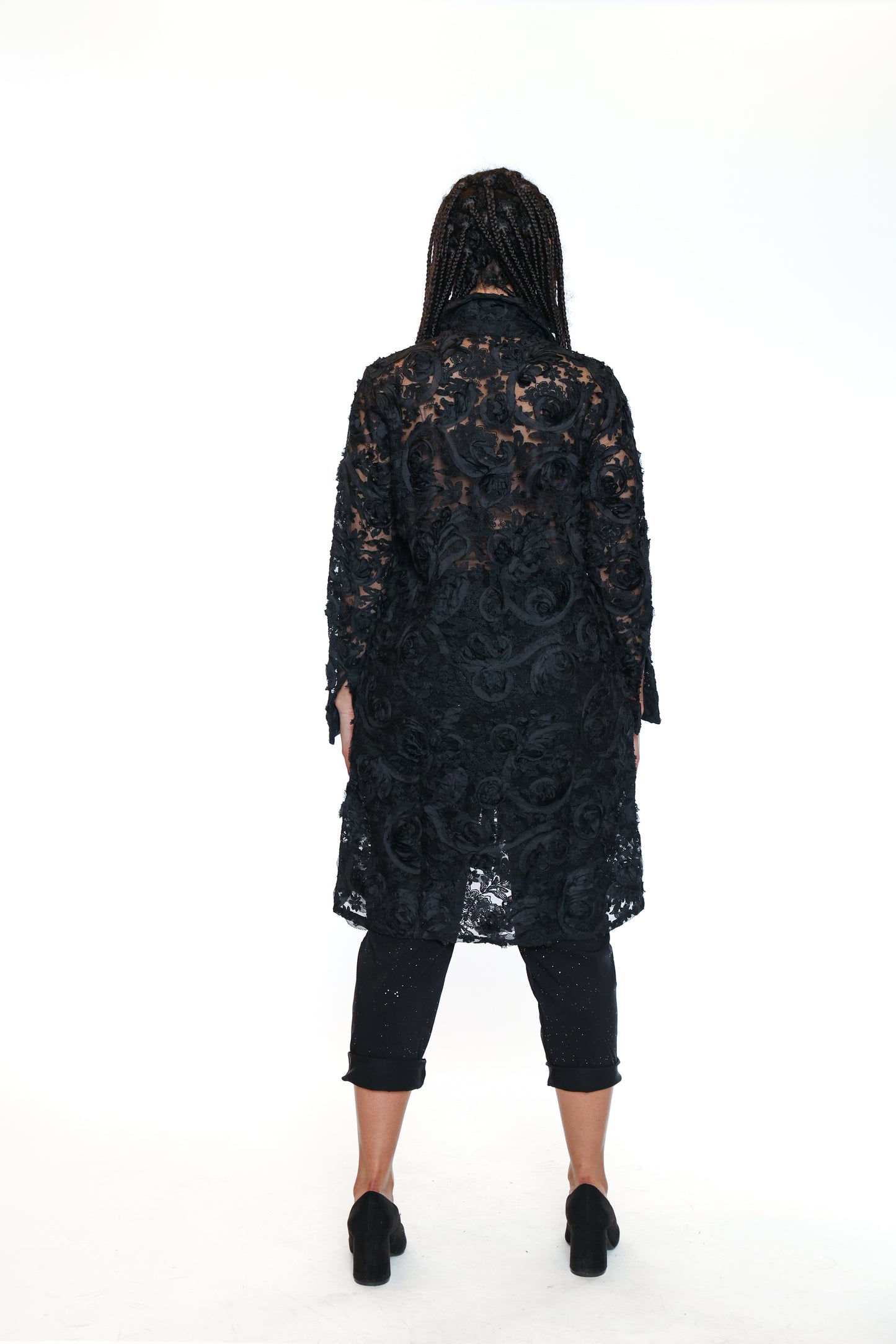 Sorella By Papa Fashions Fall/Winter 2025-L5573-Lace Duster-Black - The Coach Pyramids