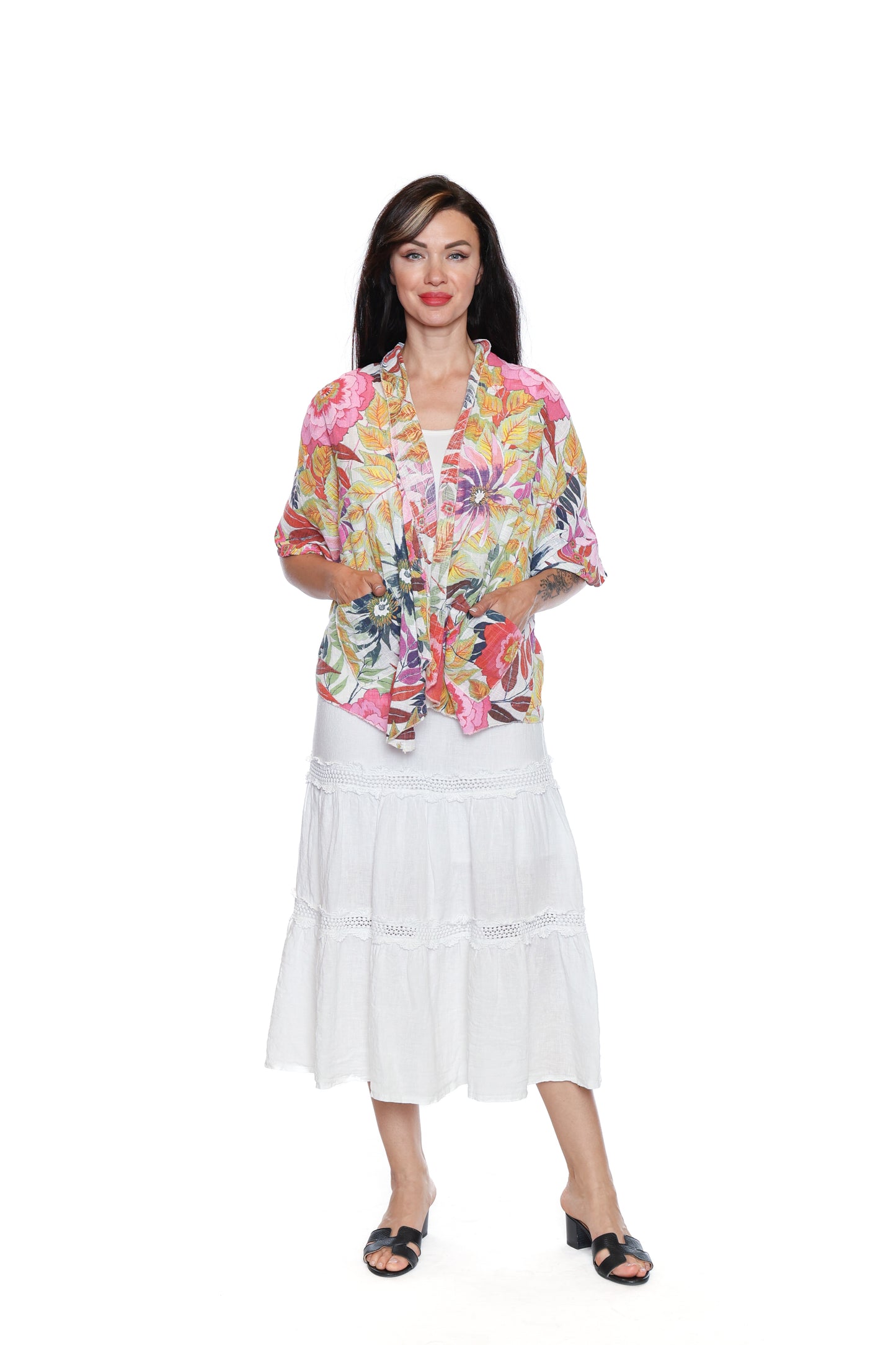 Sorella Floral Open Cardigan-Multi L5576 - The Coach Pyramids
