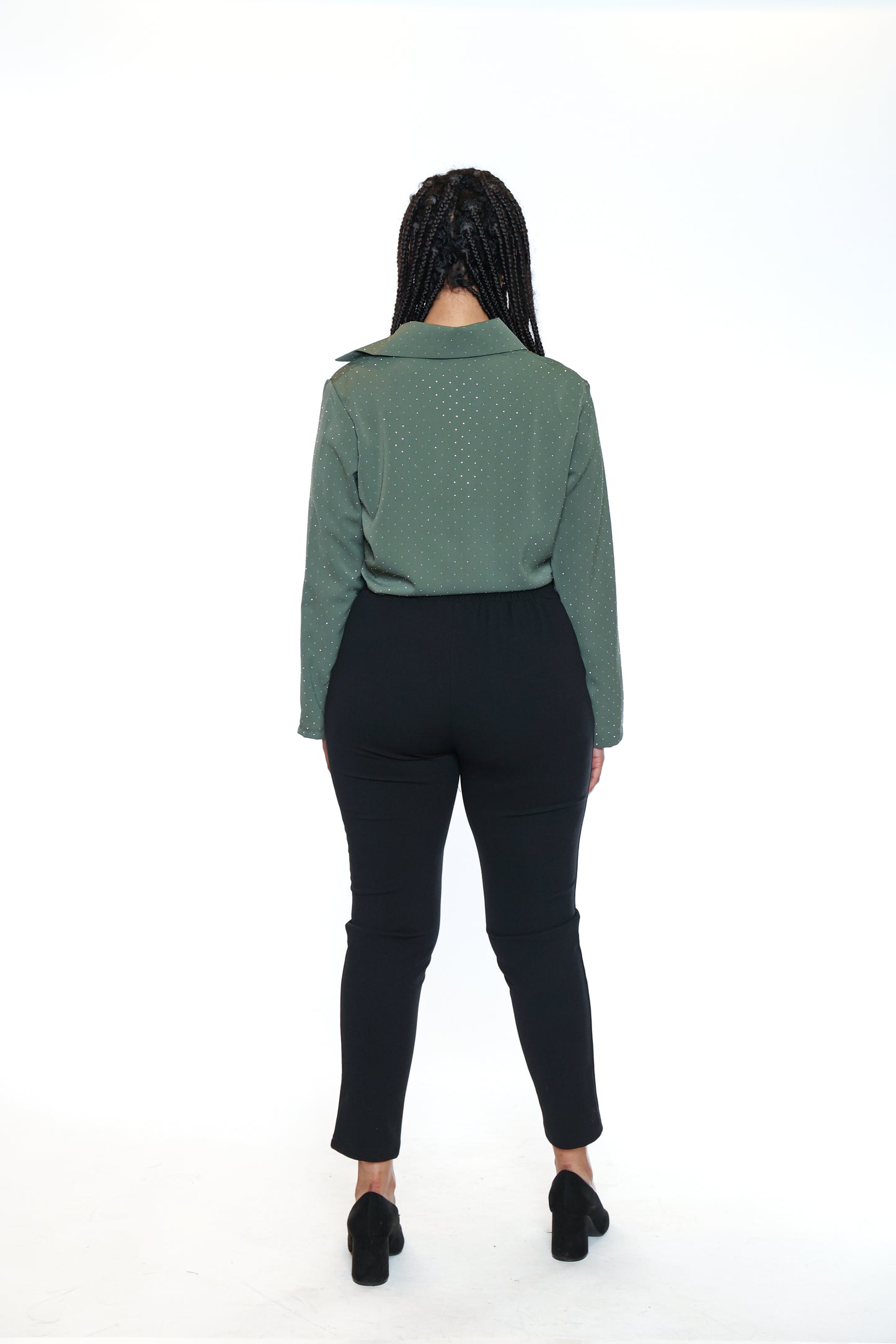 Sorella By Papa Fashions Fall/Winter 2025-L5605-Glitter Holiday Blouse-Olive - The Coach Pyramids
