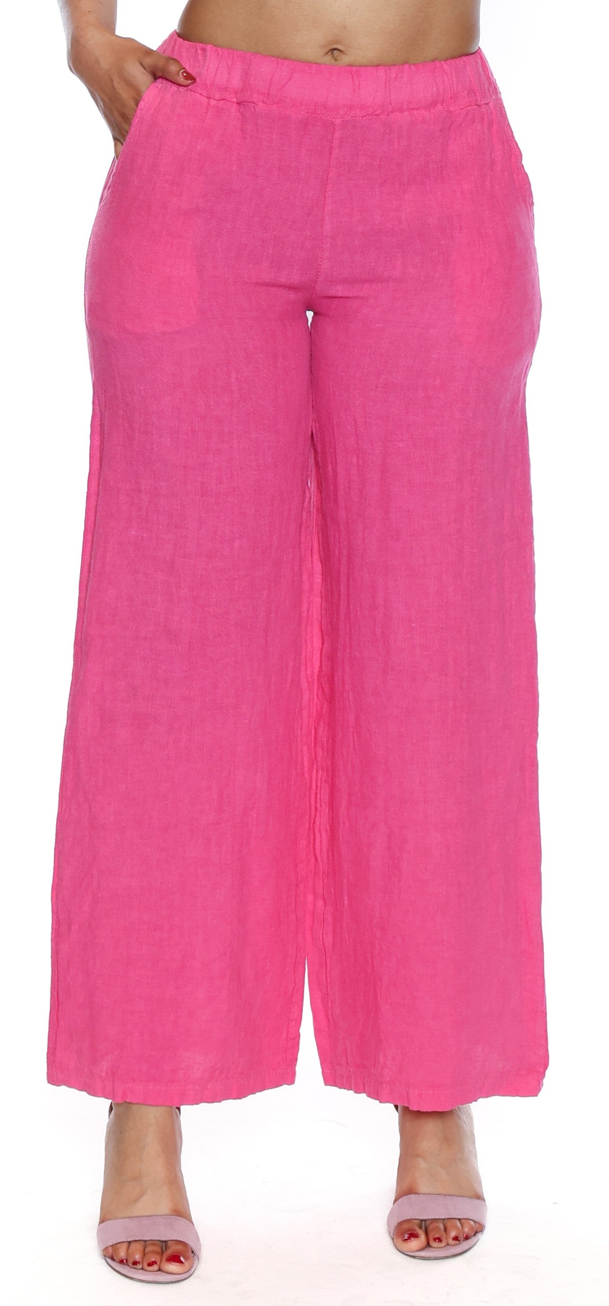 Sorella Linen Wide Leg Pant-Fuchsia L5864 - The Coach Pyramids