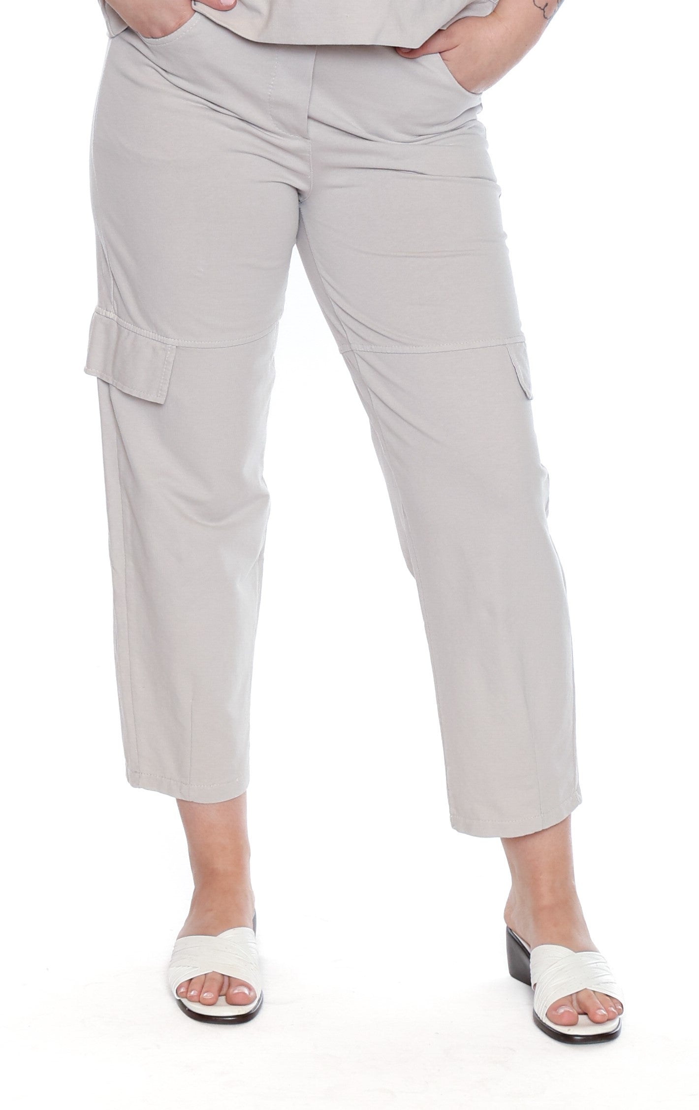 Sorella Cotton Pants W/Pockets-Beige L5880 - The Coach Pyramids
